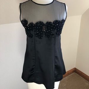 Black satin and sequin top